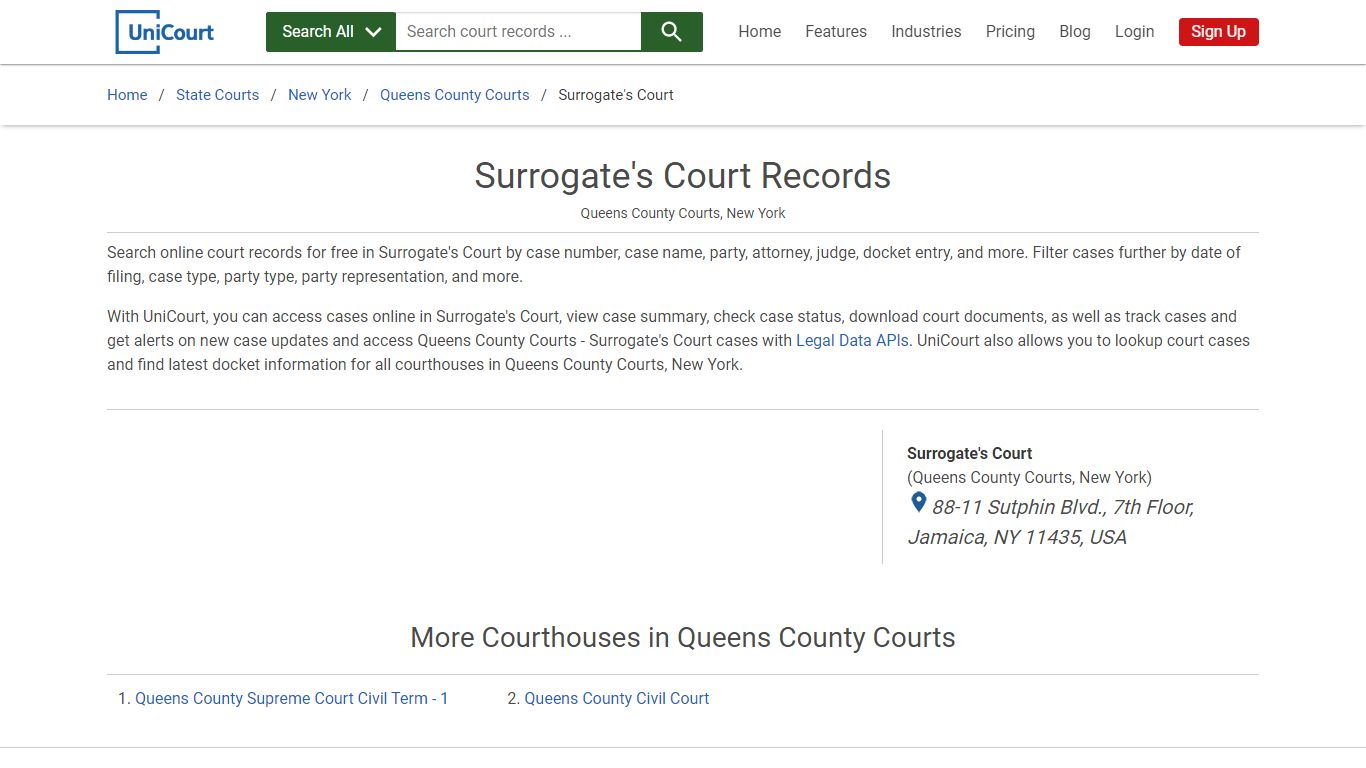 Surrogate's Court Records | Queens | UniCourt